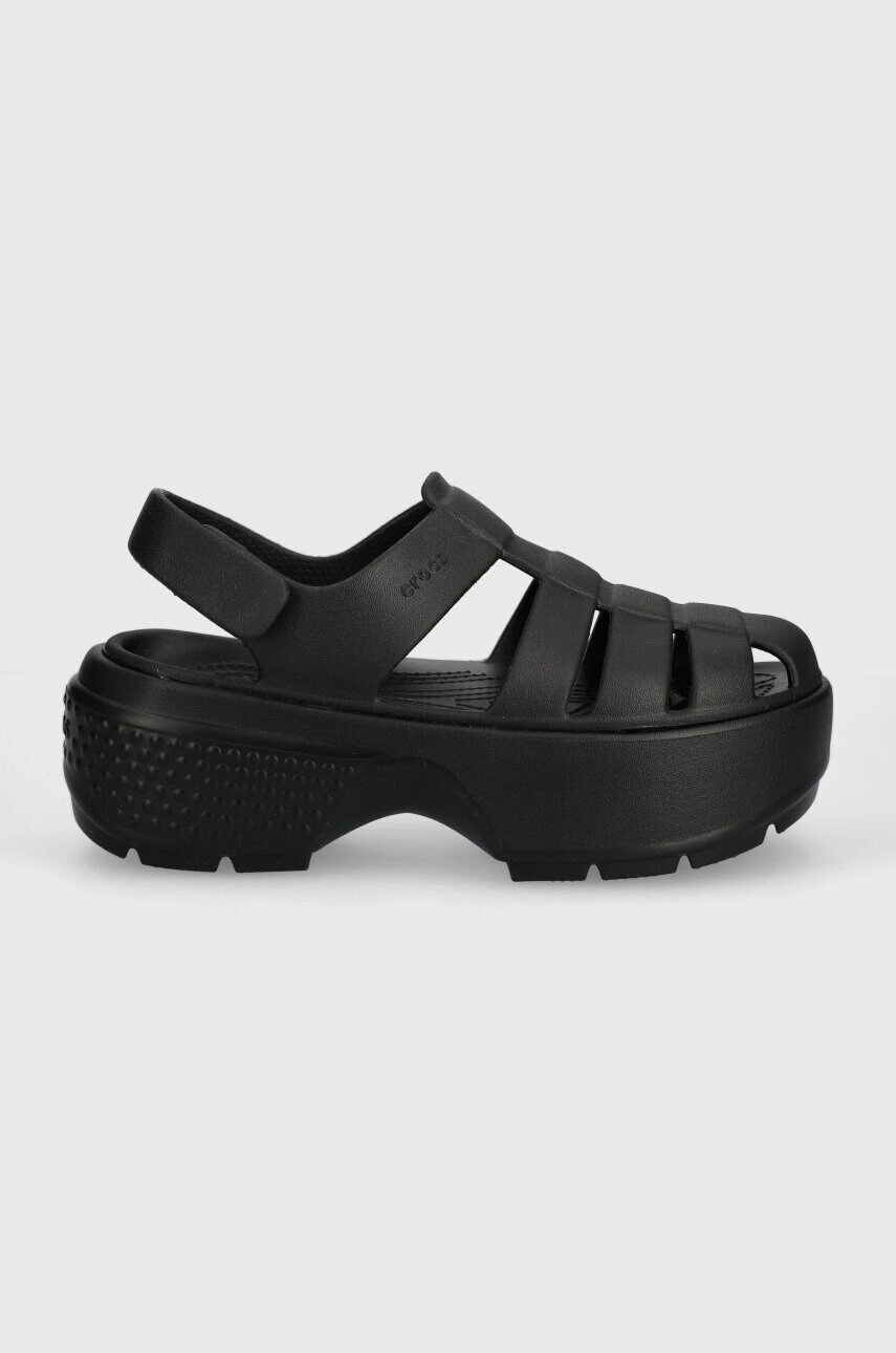 Сандалі Crocs Stomp Fisherman Sandal жіночі колір чорний на платформі 209938