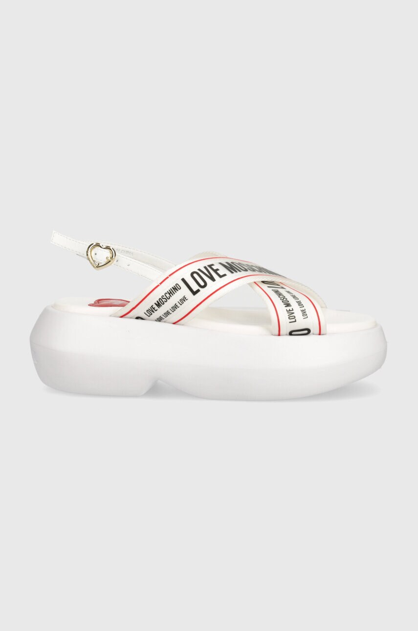 Сандалі Love Moschino жіночі колір білий на платформі JA16257I0IIX610A