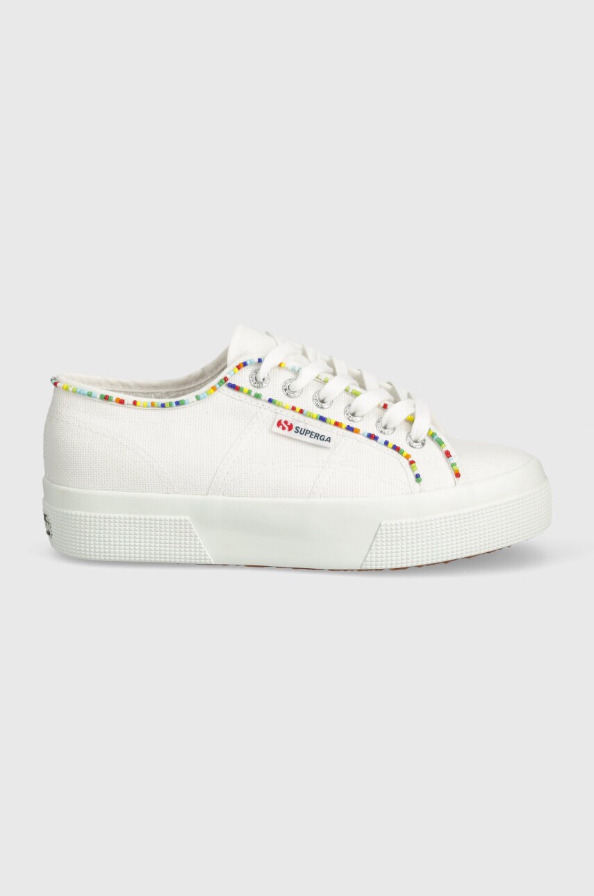 Кеди Superga 2740 MULTICOLOR BEADS жіночі колір білий S4131FW