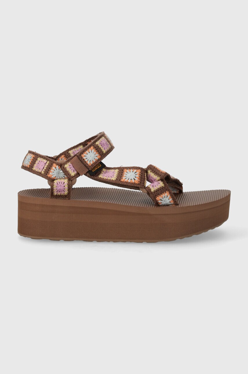 Сандалі Teva Flatform Universal Crochet жіночі колір коричневий на платформі 1150210