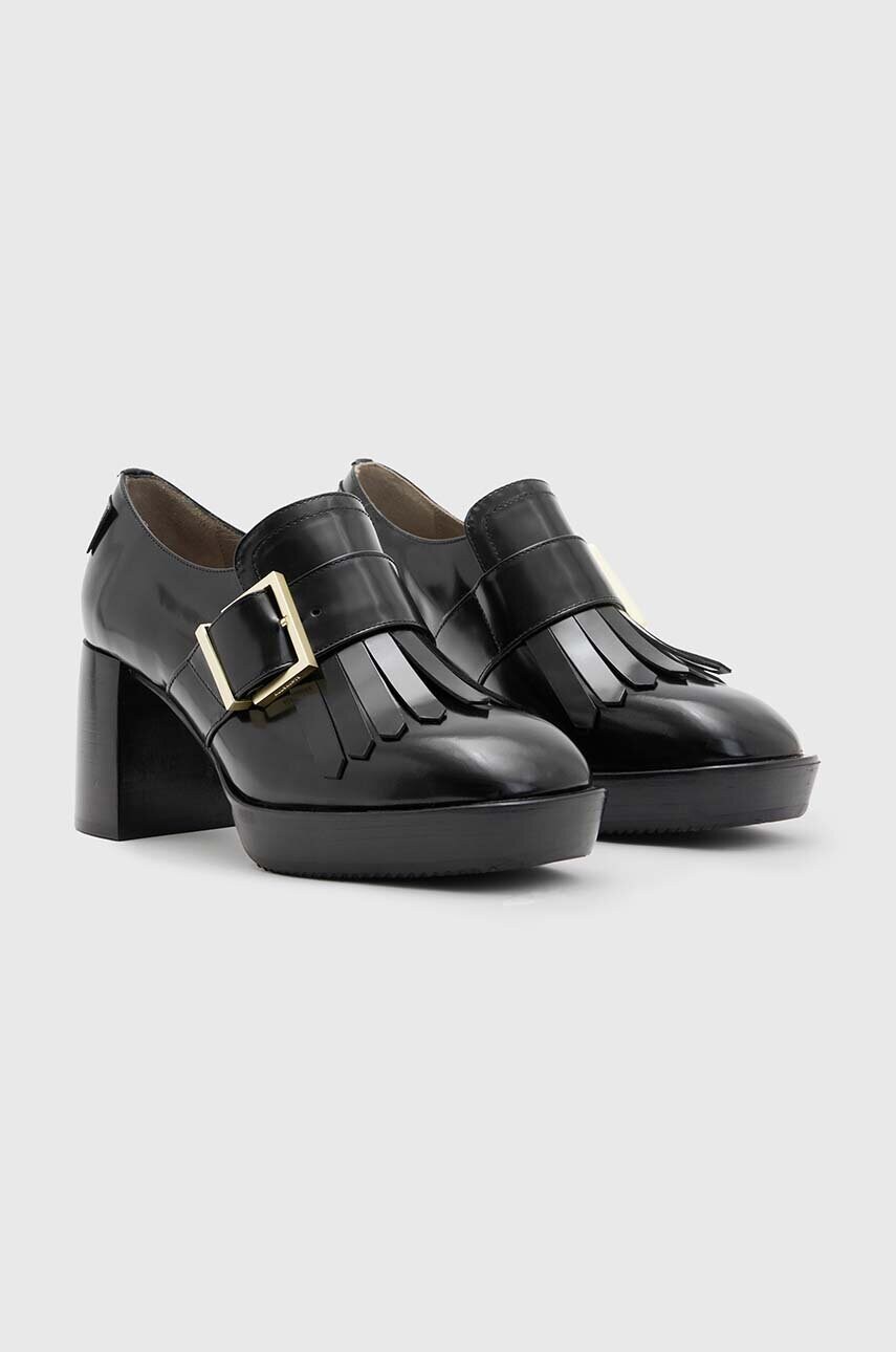 Шкіряні туфлі AllSaints Zia колір чорний каблук блок WF550Z