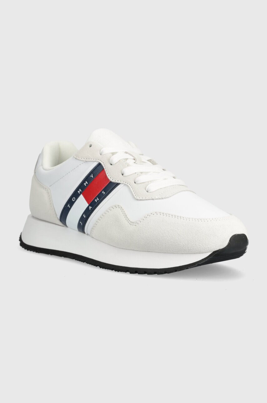 Шкіряні кросівки Tommy Jeans TJM MODERN RUNNER колір білий EM0EM01316