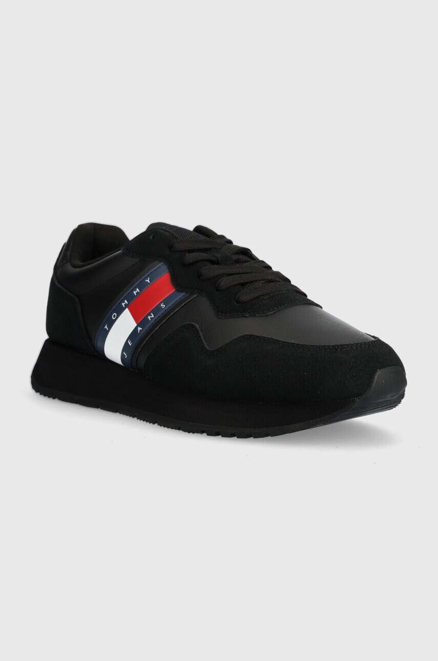 Шкіряні кросівки Tommy Jeans TJM MODERN RUNNER колір чорний EM0EM01316