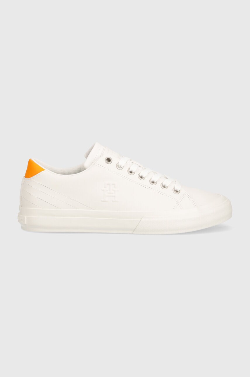 Шкіряні кросівки Tommy Hilfiger TH HI VULC STREET LOW LTH ESS колір білий FM0FM04896
