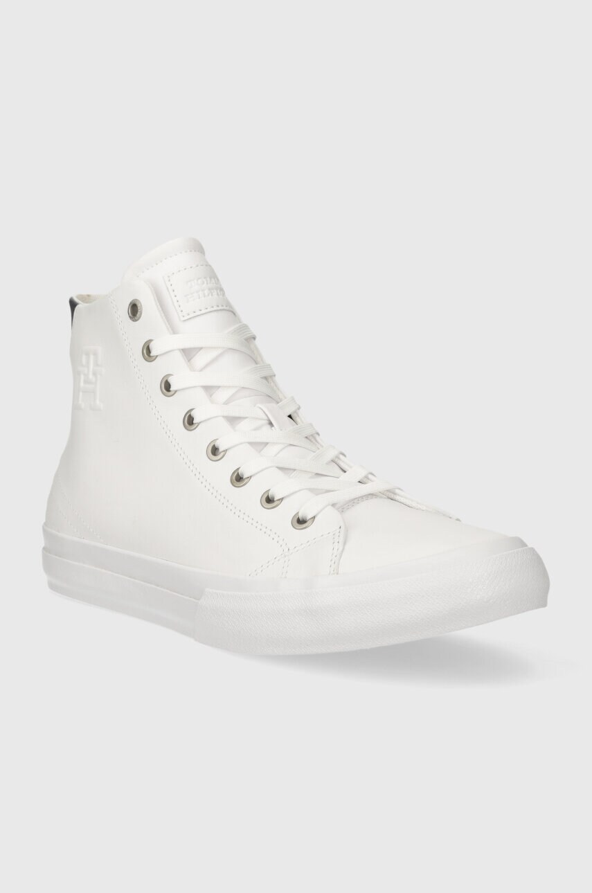 Шкіряні кеди Tommy Hilfiger TH HI VULC STREET LTH ESS чоловічі колір білий FM0FM04897