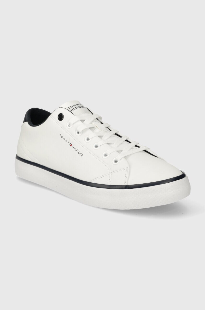 Шкіряні кеди Tommy Hilfiger TH HI VULC CORE LOW LEATHER ESS чоловічі колір білий FM0FM05041