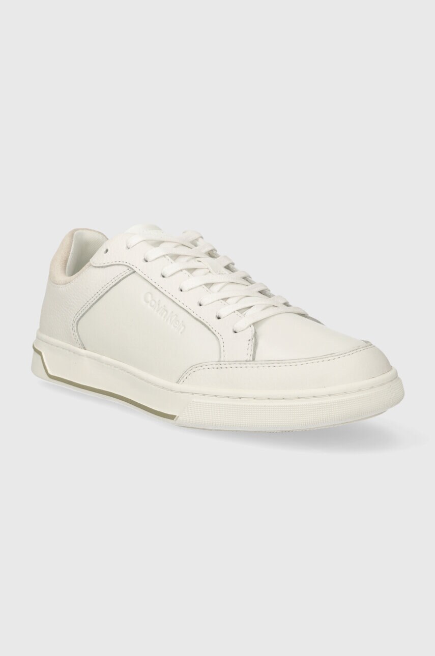 Шкіряні кросівки Calvin Klein LOW TOP LACE UP LTH колір білий HM0HM01455