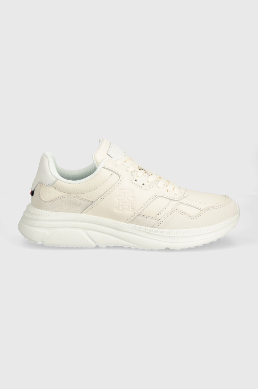 Шкіряні кросівки Tommy Hilfiger MODERN RUNNER BEST LTH MIX колір бежевий FM0FM04938