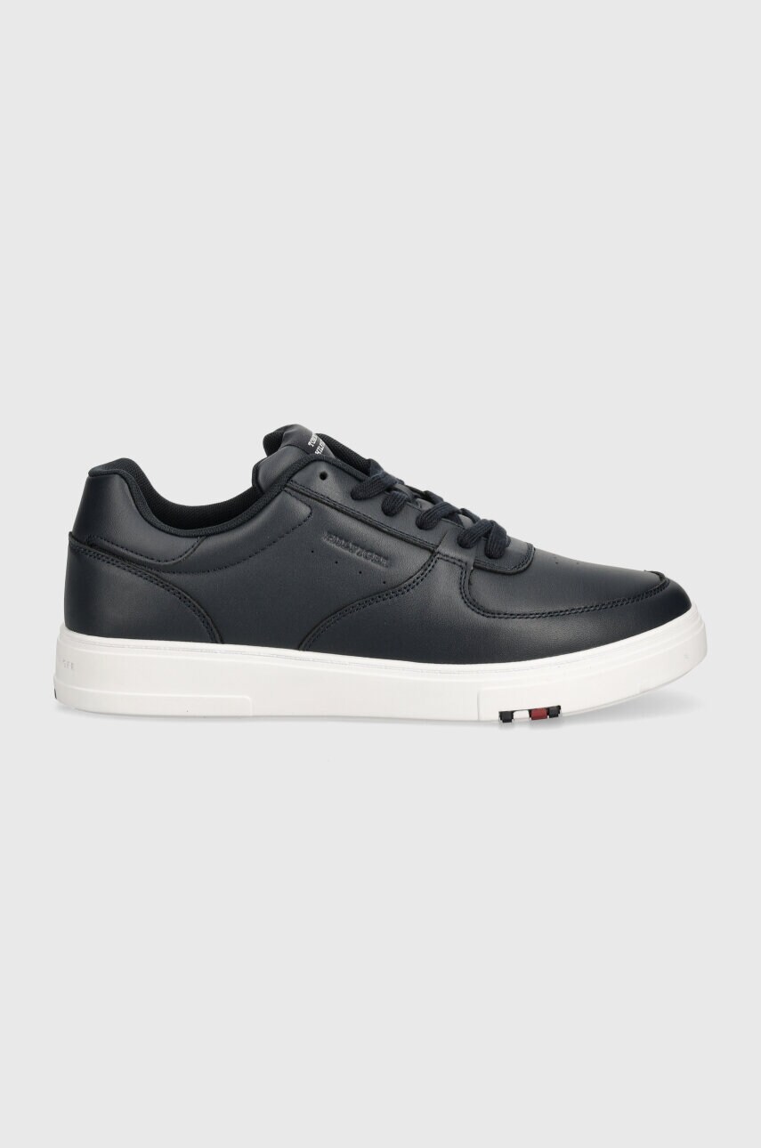 Шкіряні кросівки Tommy Hilfiger MODERN CUP CORPORATE LTH колір синій FM0FM04941