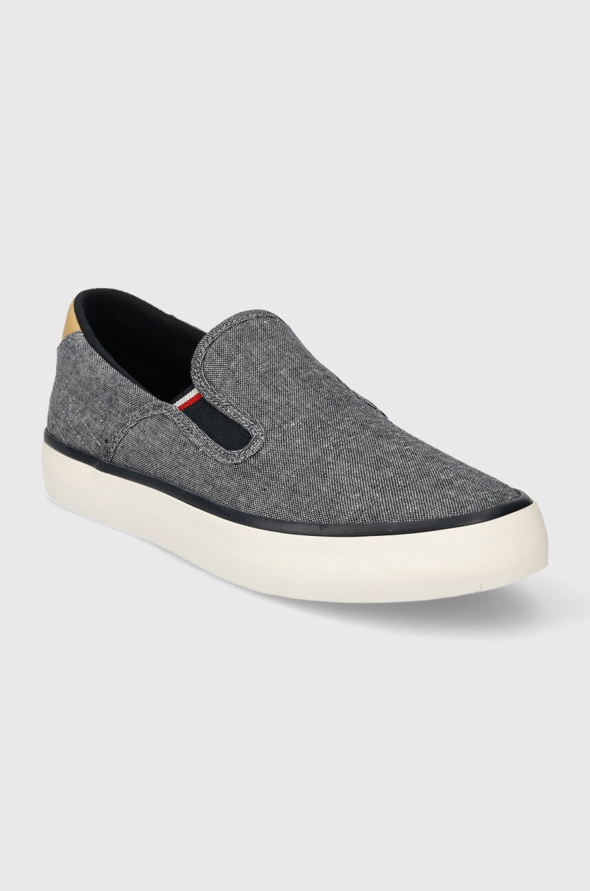Кеди Tommy Hilfiger TH HI VULC LOW SLIPON CHAMBRAY чоловічі колір синій FM0FM04947
