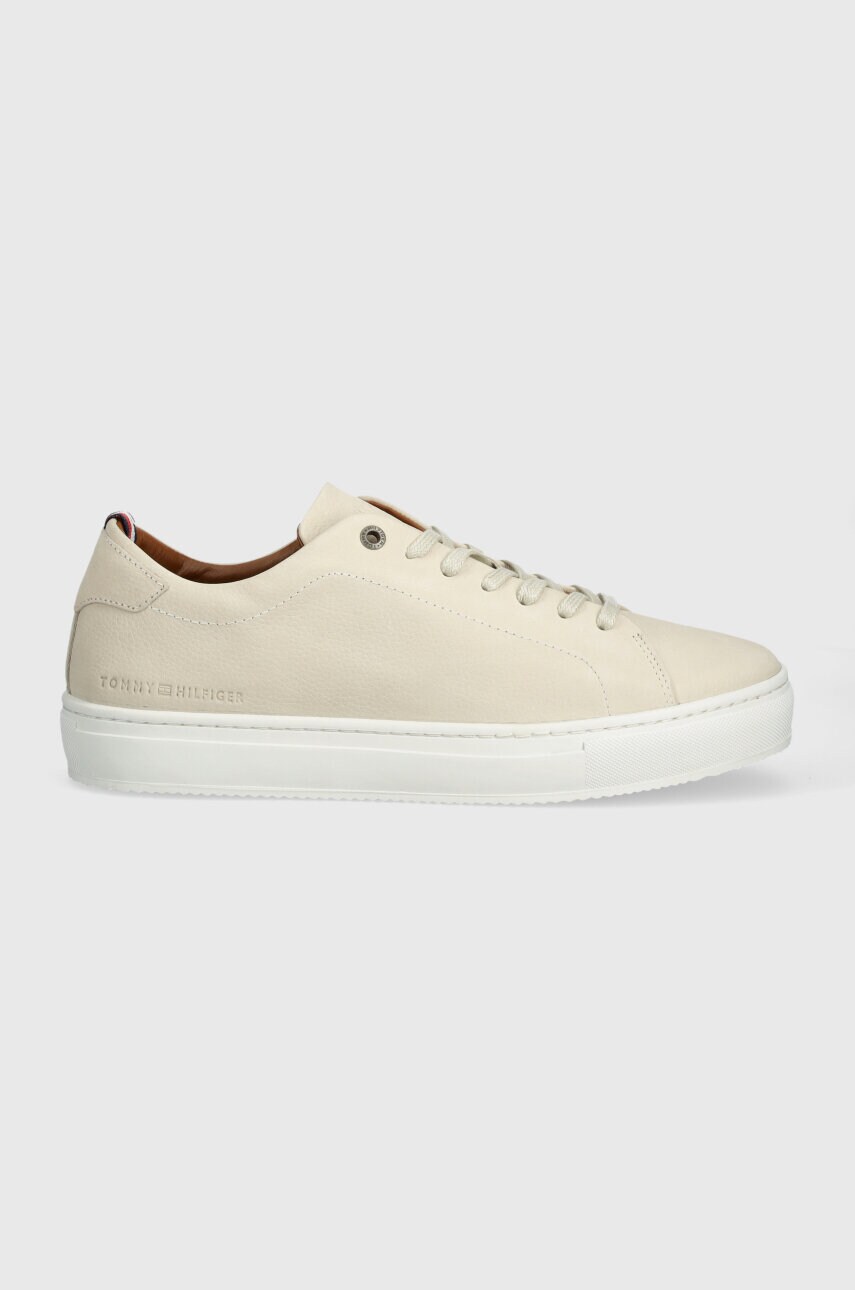 Шкіряні кросівки Tommy Hilfiger PREMIUM CORPORATE LTH SEASONAL колір бежевий FM0FM04965