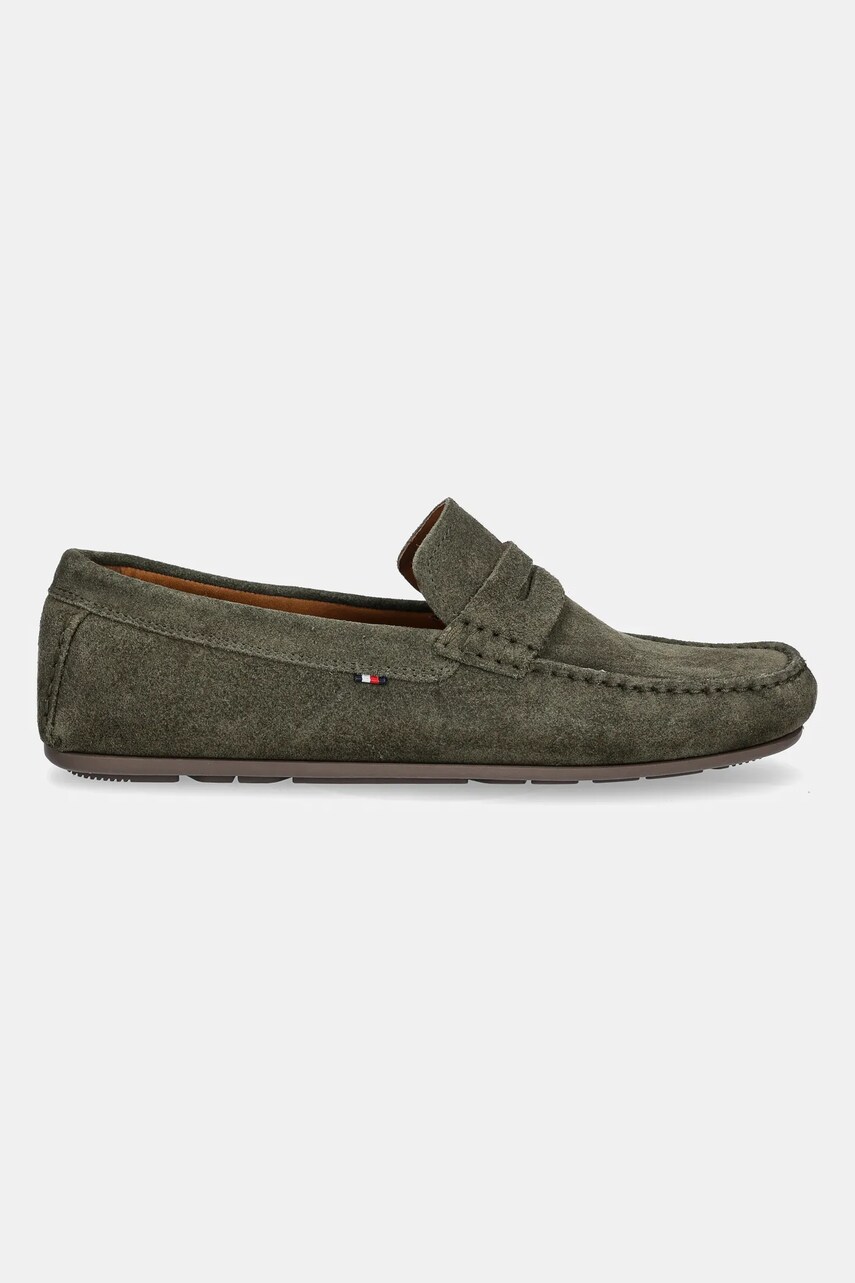 Замшеві мокасини Tommy Hilfiger CASUAL SUEDE DRIVER чоловічі колір зелений FM0FM04998