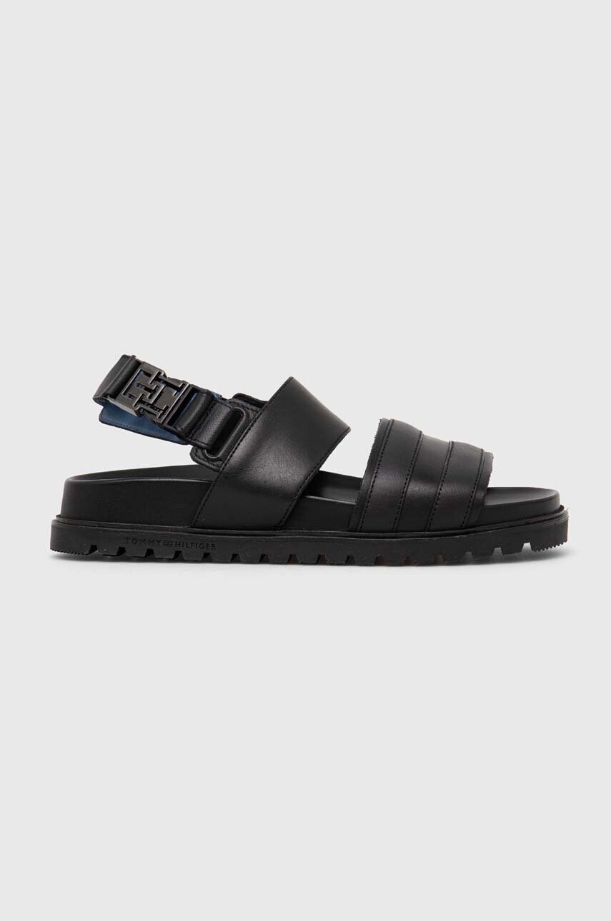 Шкіряні сандалі Tommy Hilfiger ELEVATED TH BUCKLE LTH SANDAL чоловічі колір чорний FM0FM05007