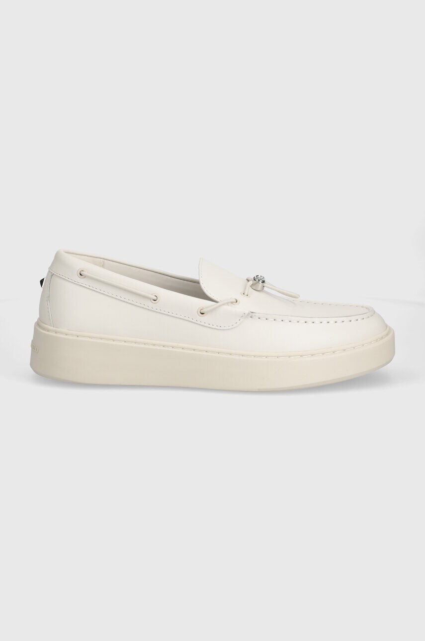 Шкіряні мокасини Karl Lagerfeld FLINT II чоловічі колір білий KL53314