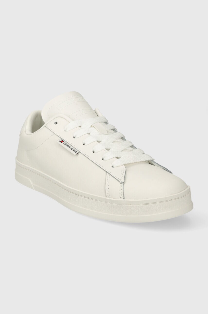 Шкіряні кросівки Tommy Jeans TJM LEATHER LOW CUPSOLE колір білий EM0EM01374