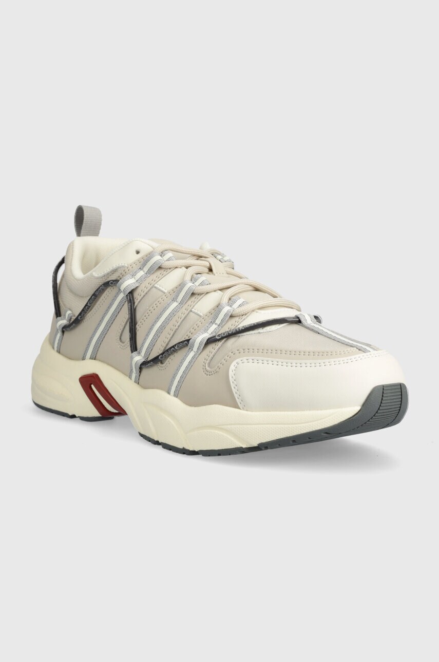 Кросівки Calvin Klein Jeans RETRO TENNIS LOW LACEUP MIX DIF колір бежевий YM0YM00918