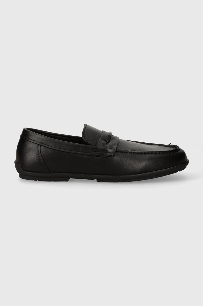 Шкіряні мокасини Calvin Klein DRIVING SHOE METAL BAR чоловічі колір чорний HM0HM01473
