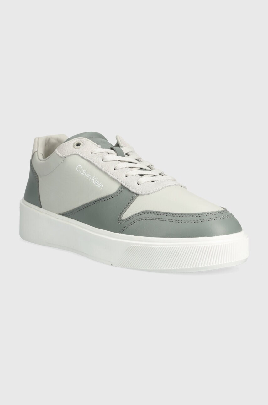 Шкіряні кросівки Calvin Klein LOW TOP LACE UP BSKT колір сірий HM0HM01402