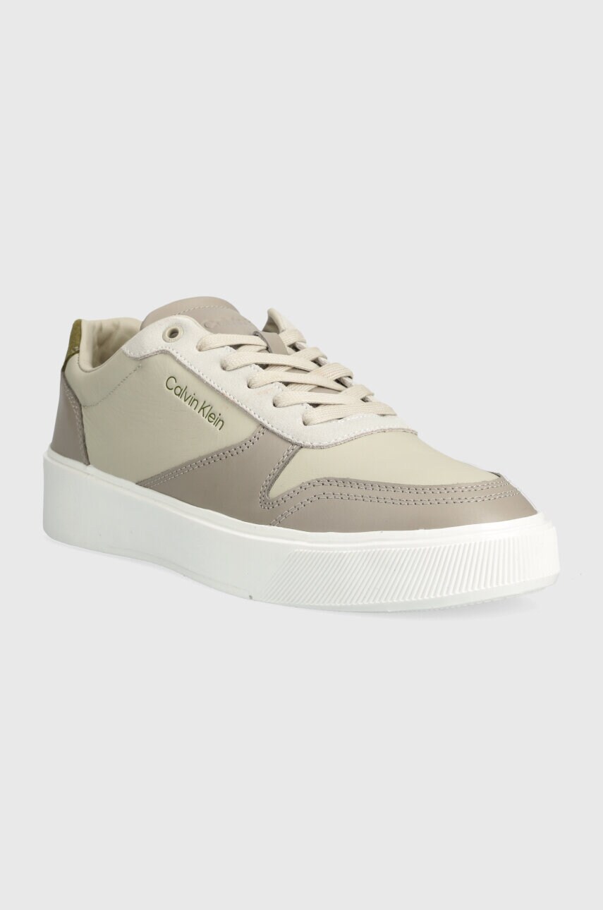 Шкіряні кросівки Calvin Klein LOW TOP LACE UP BSKT колір сірий HM0HM01402