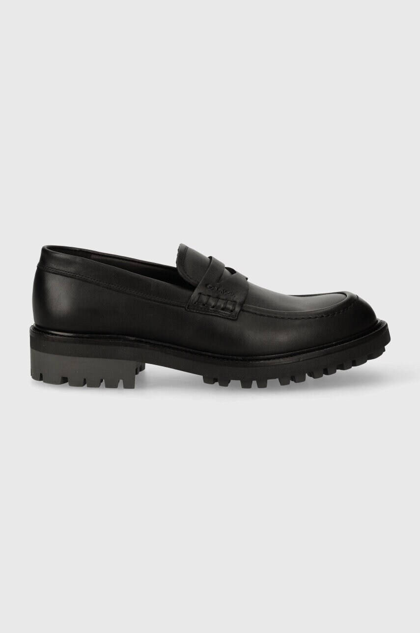 Шкіряні мокасини Calvin Klein чоловічі колір чорний HM0HM01389