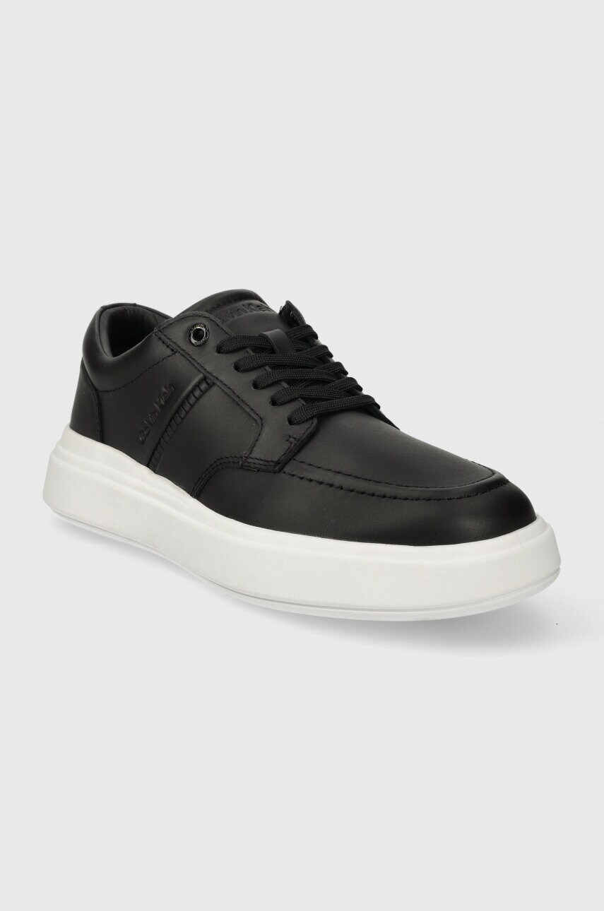 Шкіряні кросівки Calvin Klein LOW TOP LACE UP TAILOR колір чорний HM0HM01379