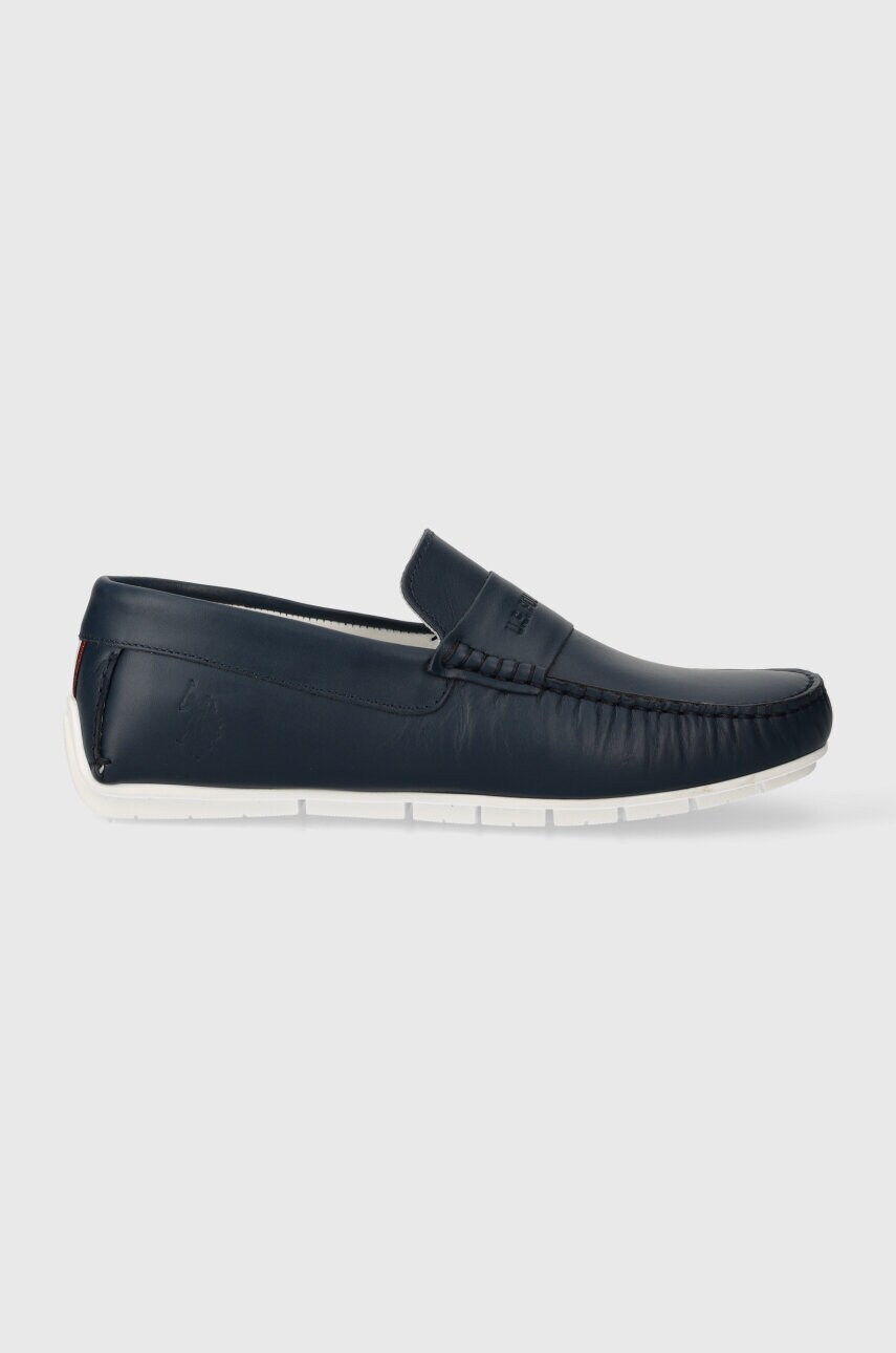 Шкіряні мокасини U.S. Polo Assn. RIVER чоловічі колір синій RIVER003M 4L1