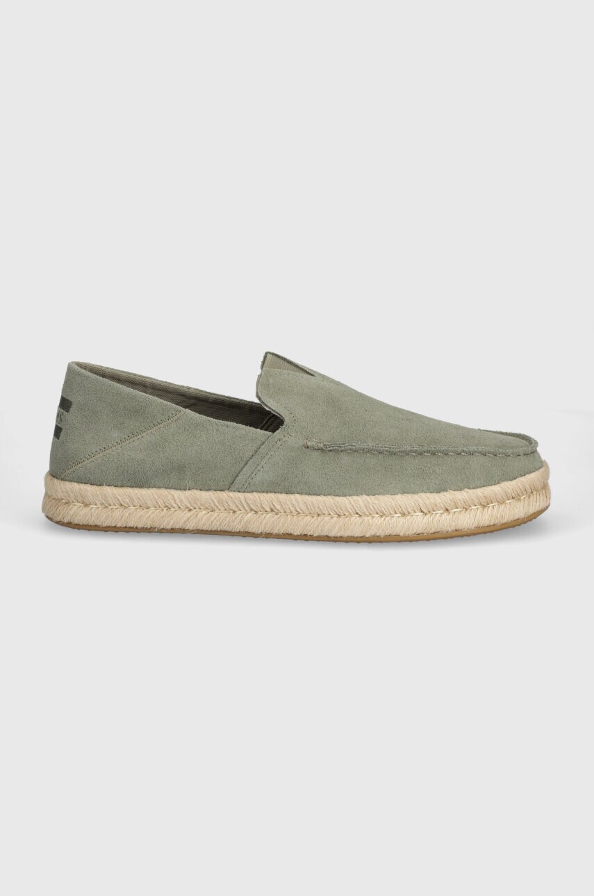 Замшеві еспадрилі Toms Alonso Loafer Rope колір зелений 10020874