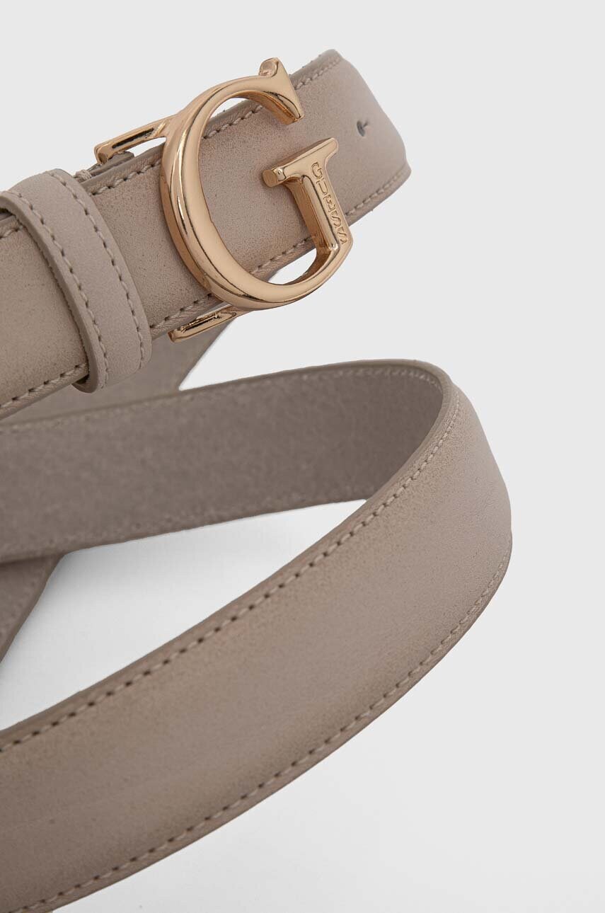 Шкіряний ремінь Guess жіночий колір бежевий