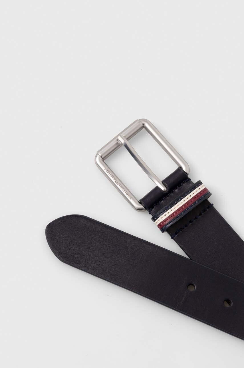 Шкіряний ремінь Tommy Hilfiger чоловічий колір синій