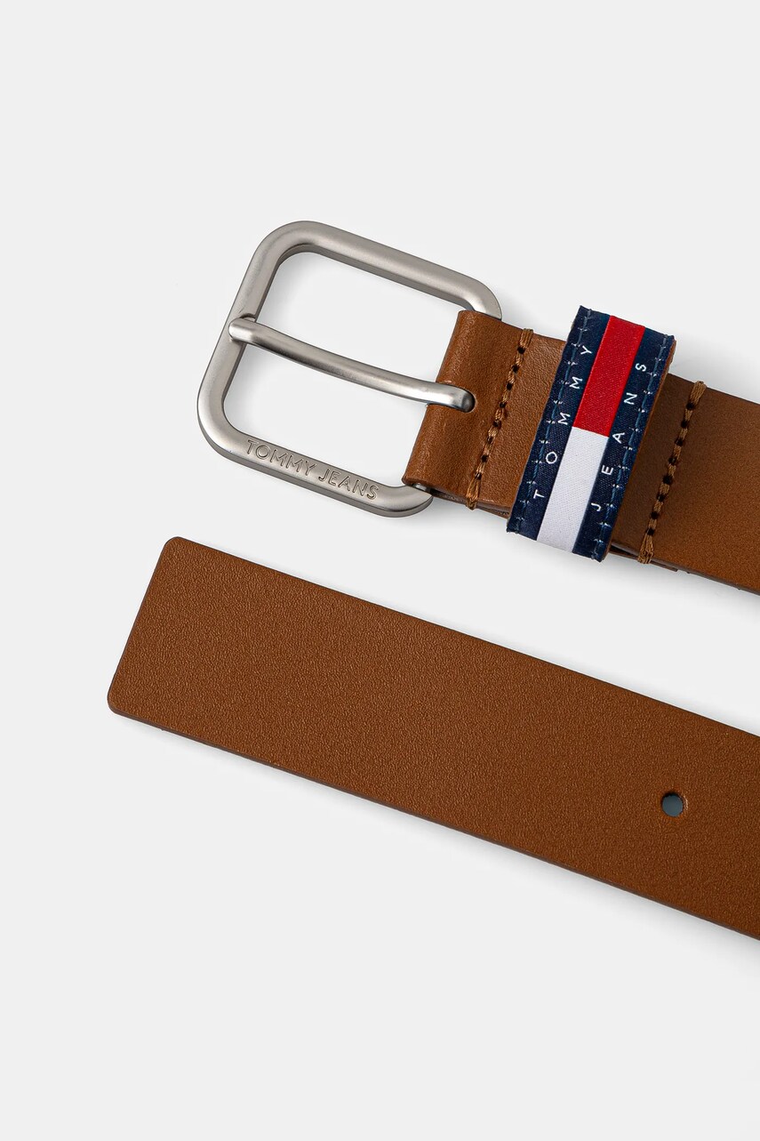 Шкіряний ремінь Tommy Jeans чоловічий колір коричневий AM0AM12337