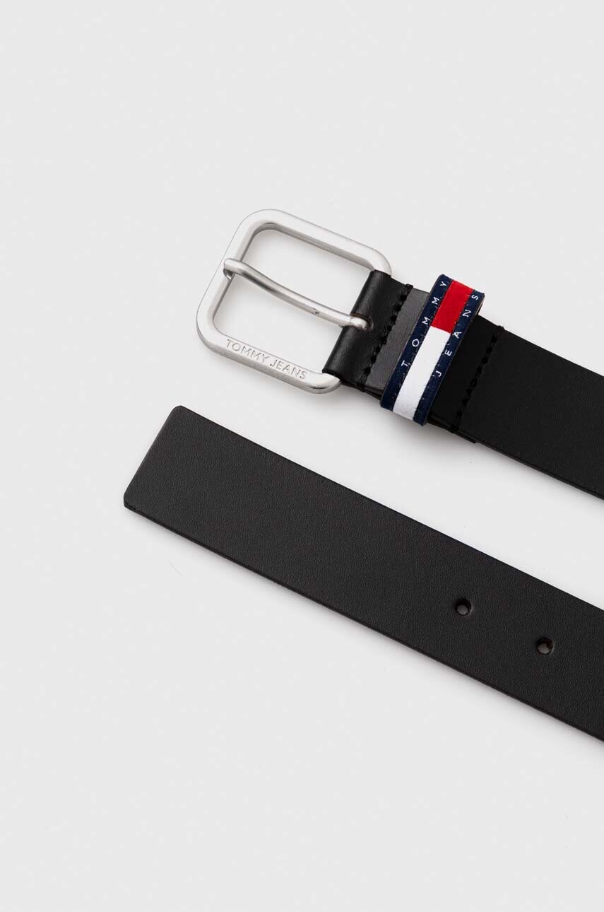 Шкіряний ремінь Tommy Jeans чоловічий колір чорний