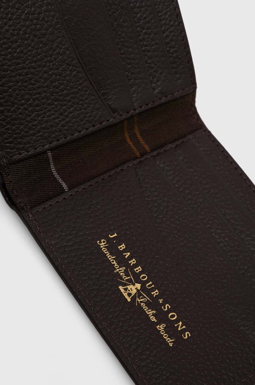 Шкіряний гаманець Barbour чоловічий колір коричневий