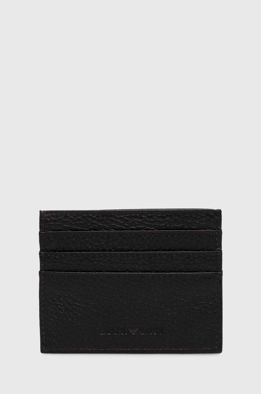 Шкіряний чохол на банківські карти Emporio Armani колір чорний