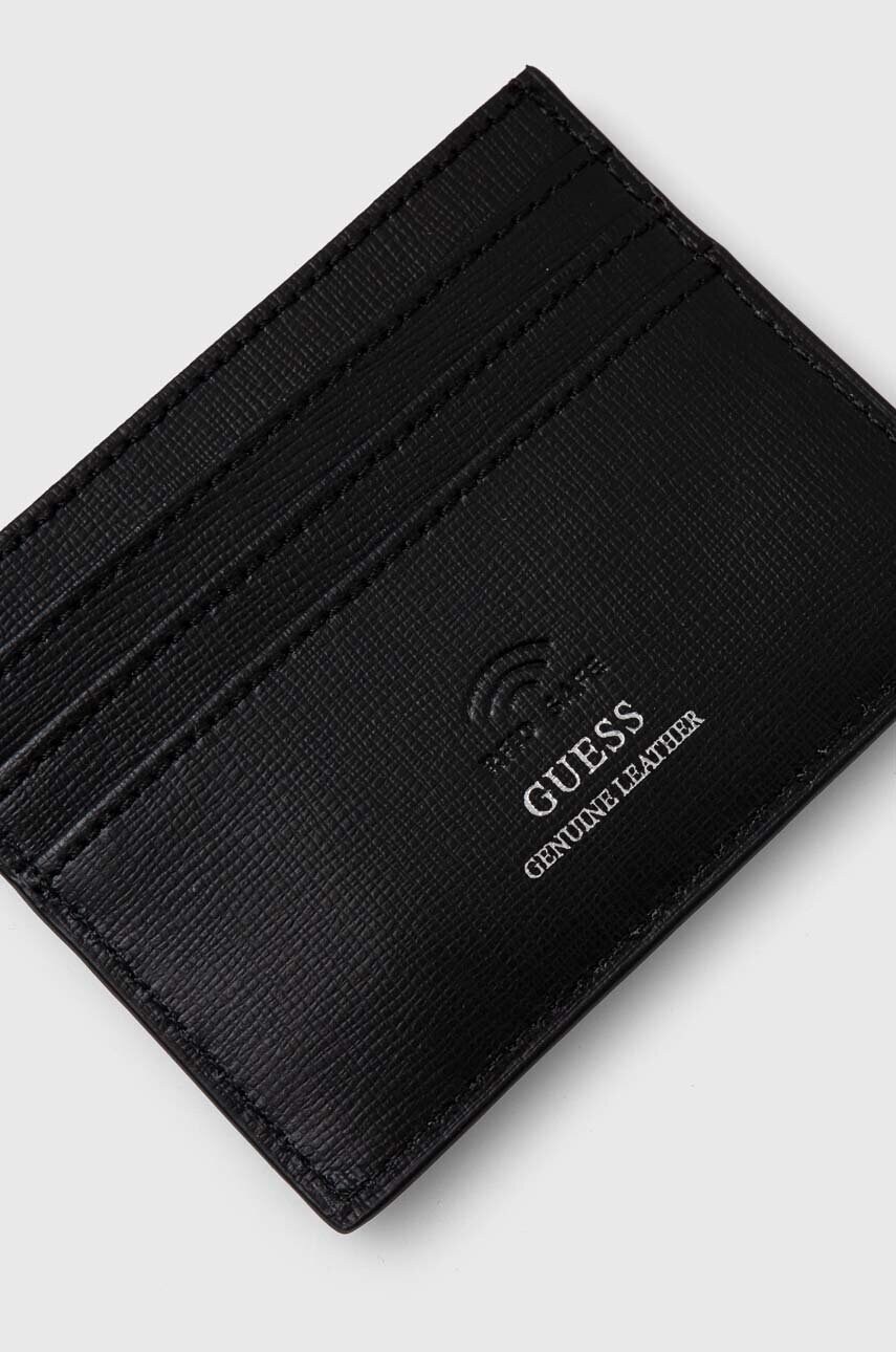 Шкіряний чохол на банківські карти Guess колір чорний