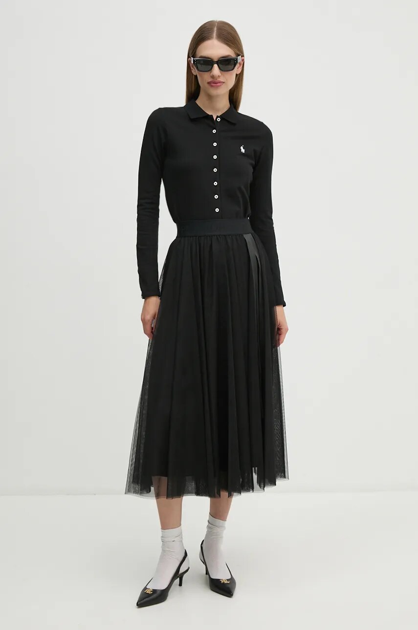 Сорочка Polo Ralph Lauren жіноча колір чорний slim класичний комір 211941176