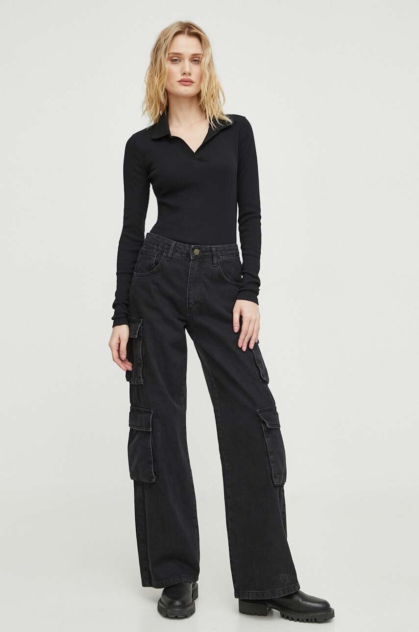 Бавовняний лонгслів G-Star Raw колір чорний