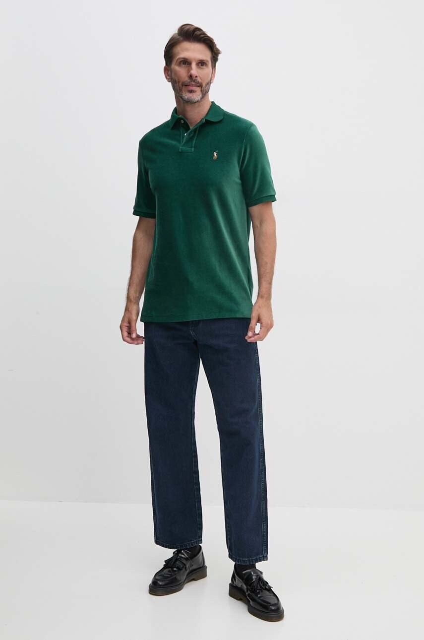 Поло Polo Ralph Lauren чоловічий колір зелений меланж
