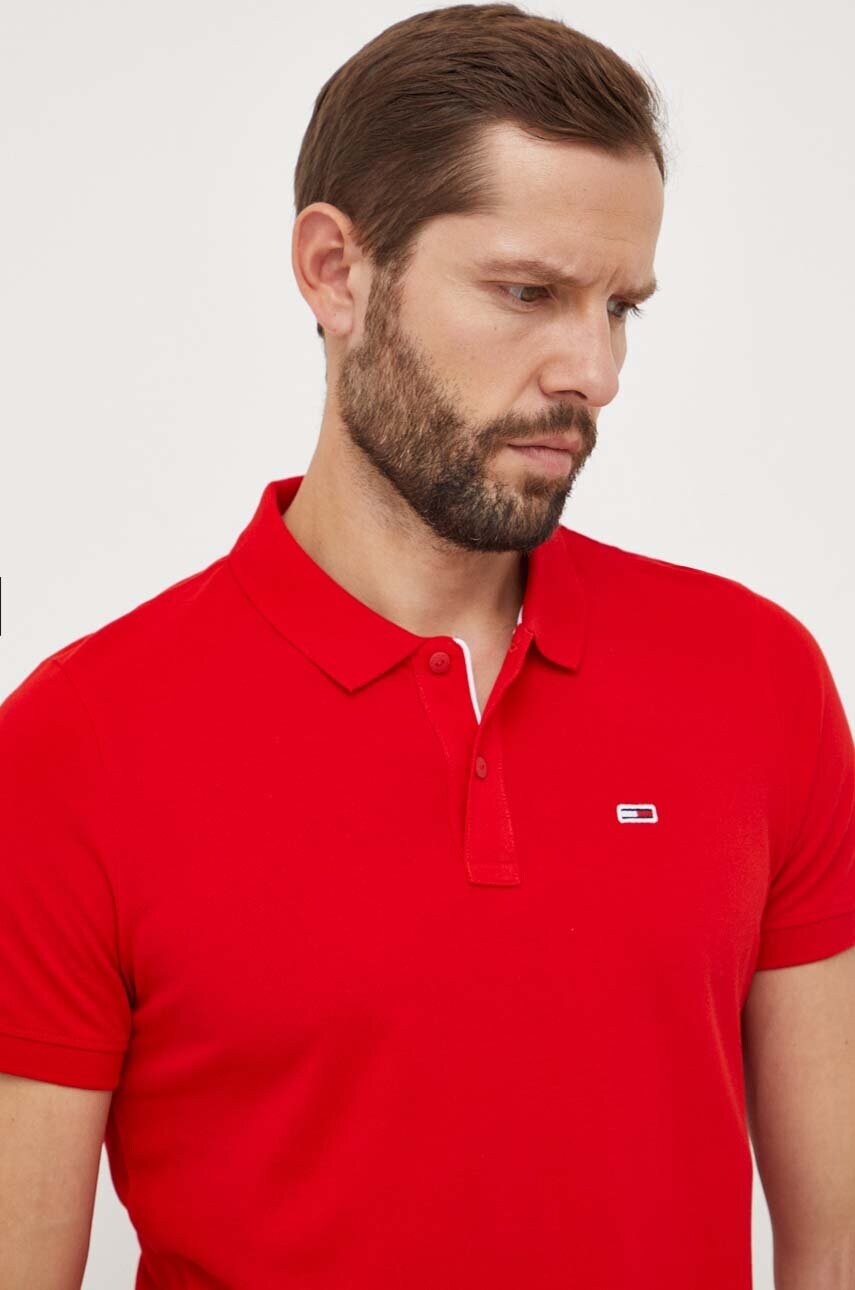Бавовняне поло Tommy Jeans колір червоний однотонне DM0DM18312