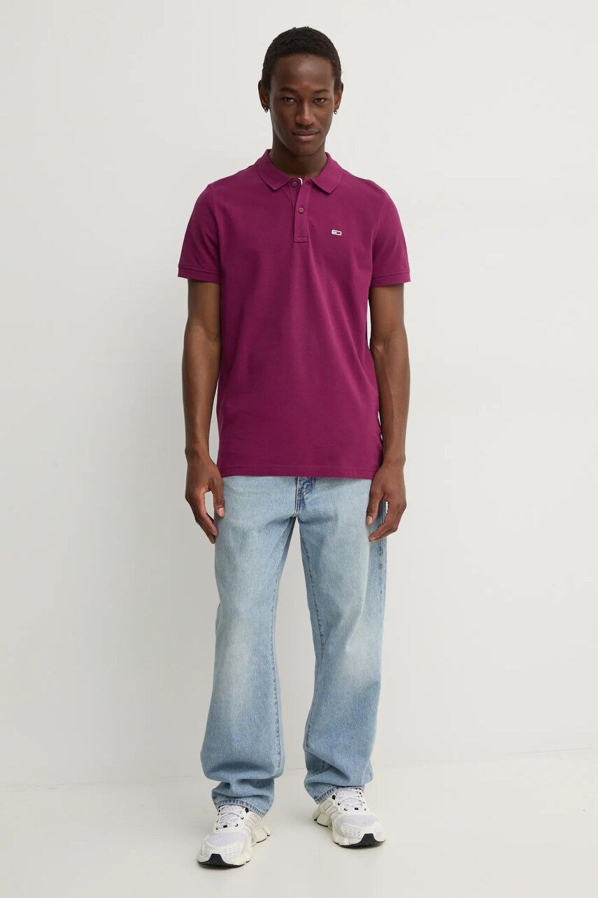 Бавовняне поло Tommy Jeans колір бордовий однотонне DM0DM18312