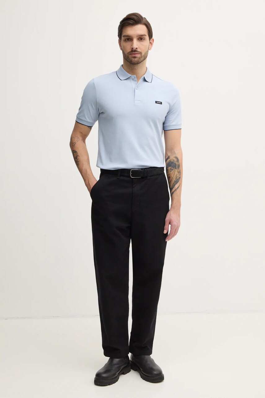 Поло Calvin Klein чоловіче колір чорний однотонне K10K112751