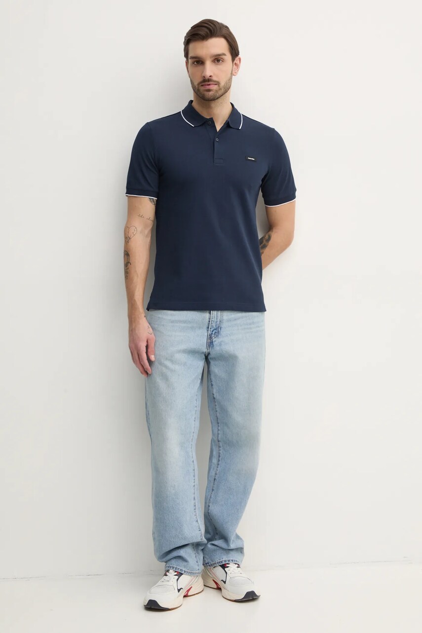 Поло Calvin Klein чоловіче колір чорний однотонне K10K112751