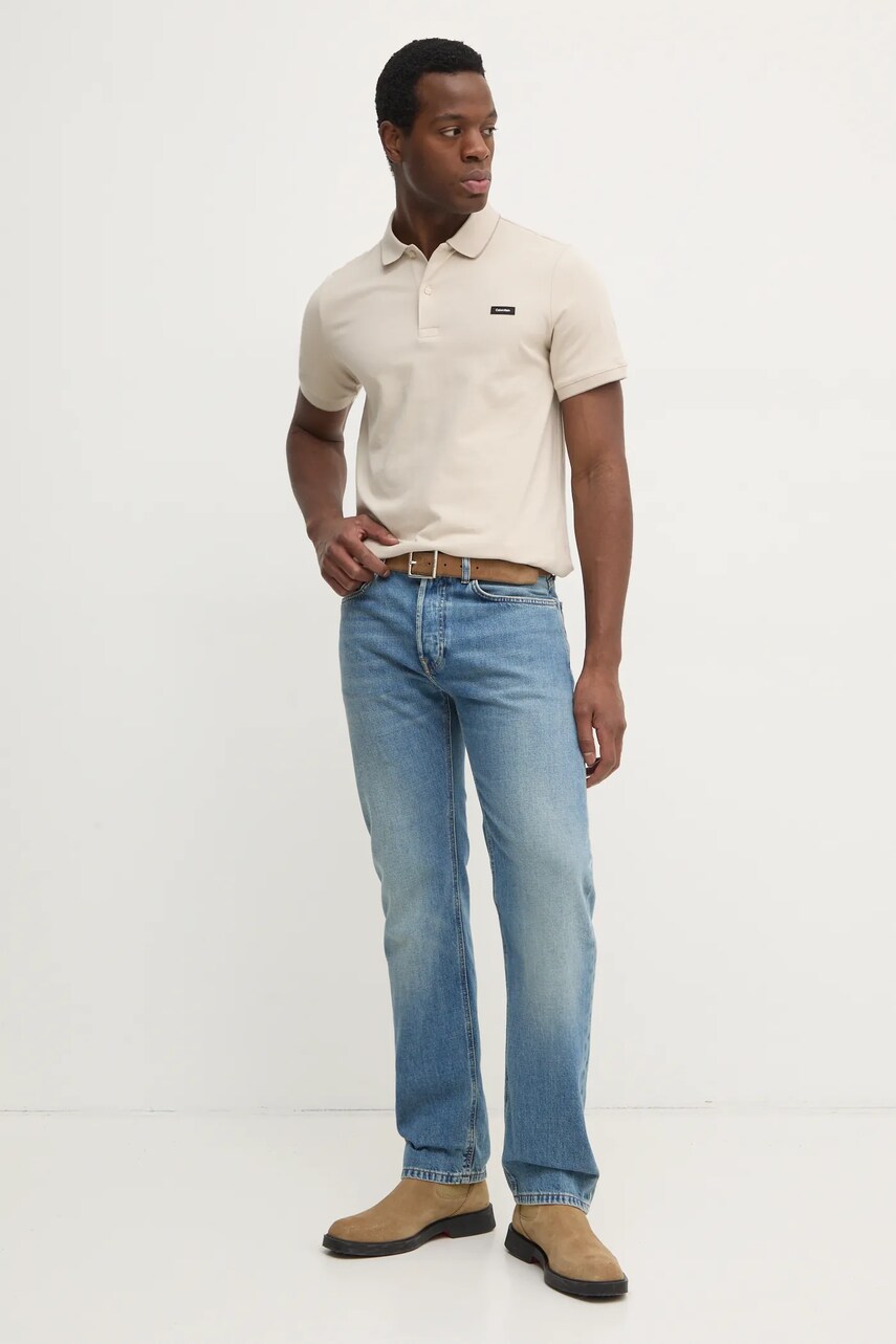Поло Calvin Klein чоловіче колір бежевий однотонне K10K112751
