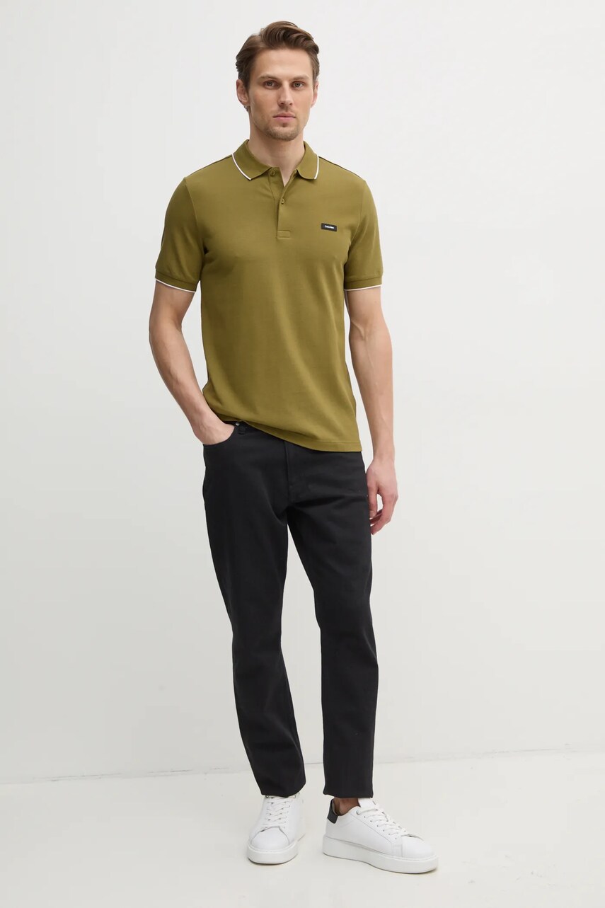 Поло Calvin Klein чоловіче колір чорний однотонне K10K112751