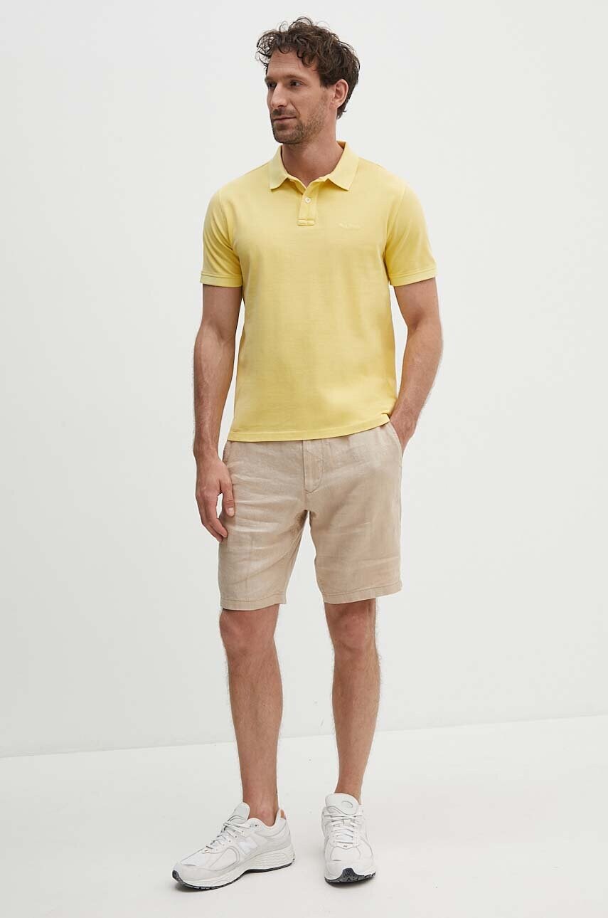 Бавовняне поло Pepe Jeans NEW OLIVER GD колір жовтий однотонний PM542099