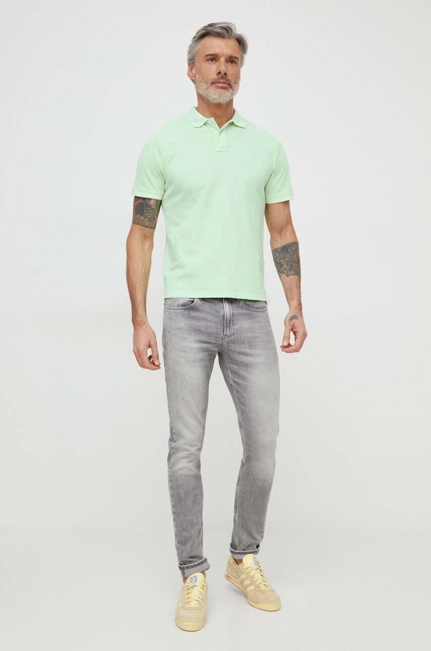 Бавовняне поло Pepe Jeans NEW OLIVER GD колір зелений однотонний PM542099