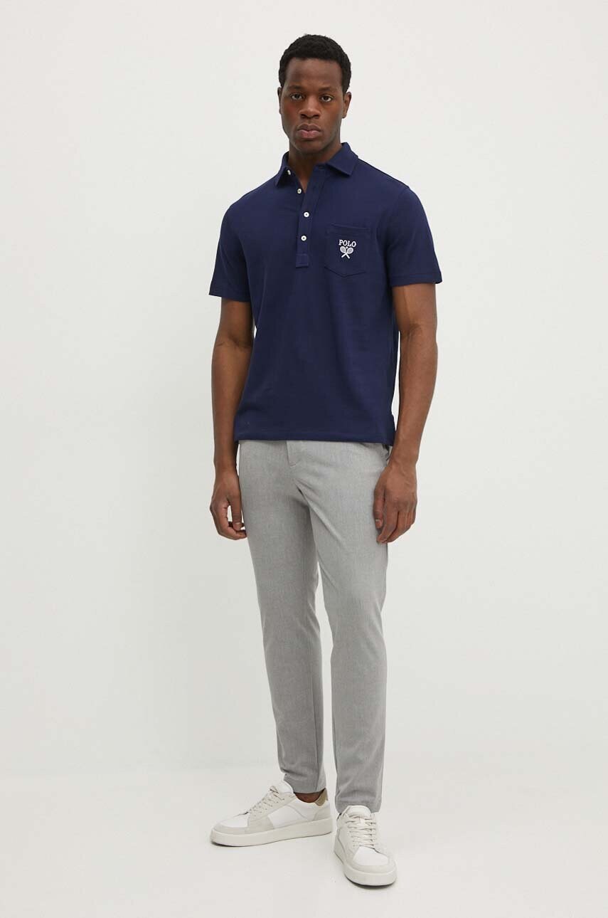 Бавовняне поло Polo Ralph Lauren колір синій з аплікацією 710952180