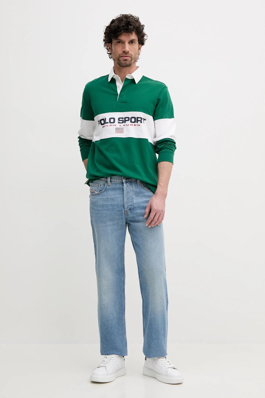 Бавовняний лонгслів Polo Ralph Lauren колір зелений однотонний 710938458