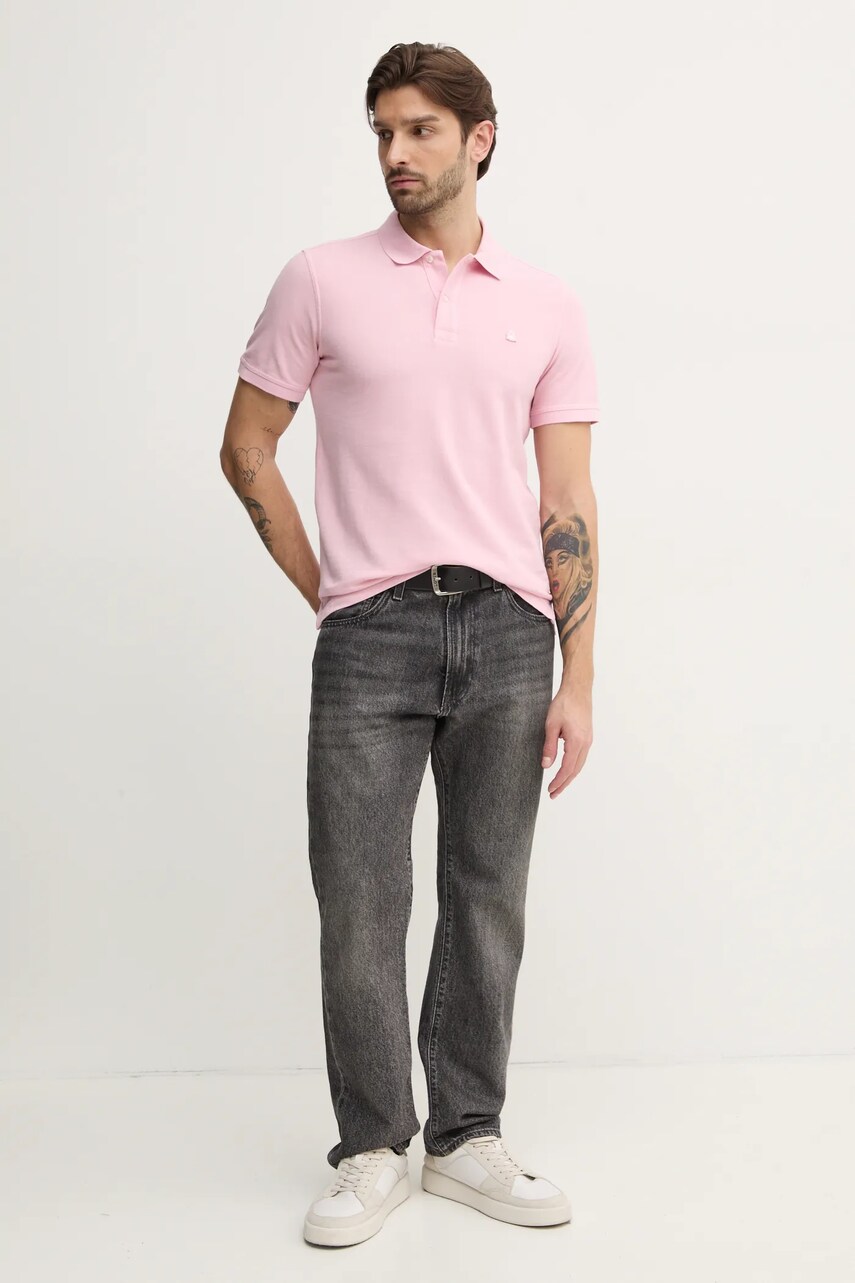 Бавовняне поло United Colors of Benetton колір рожевий однотонне 3089J3179
