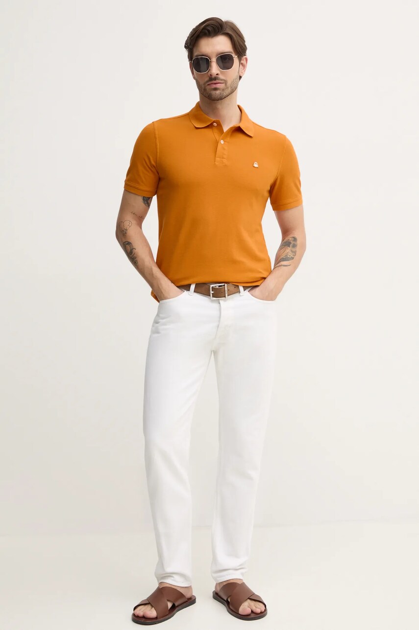 Бавовняне поло United Colors of Benetton колір рожевий однотонне 3089J3179