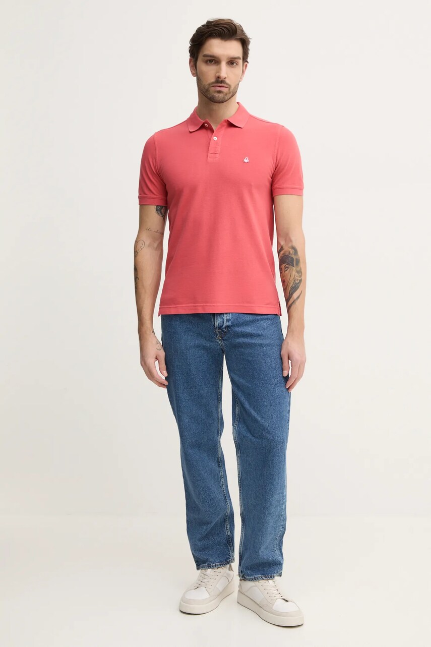 Бавовняне поло United Colors of Benetton колір рожевий однотонне 3089J3179